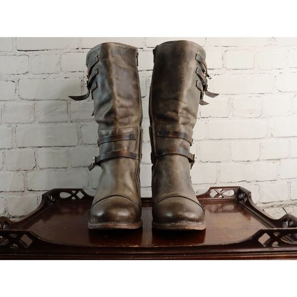 Freebird by Steven Cooper Stone Leather Boots Women’s 10 – Distressed Mid-Calf - Picture 7 of 10